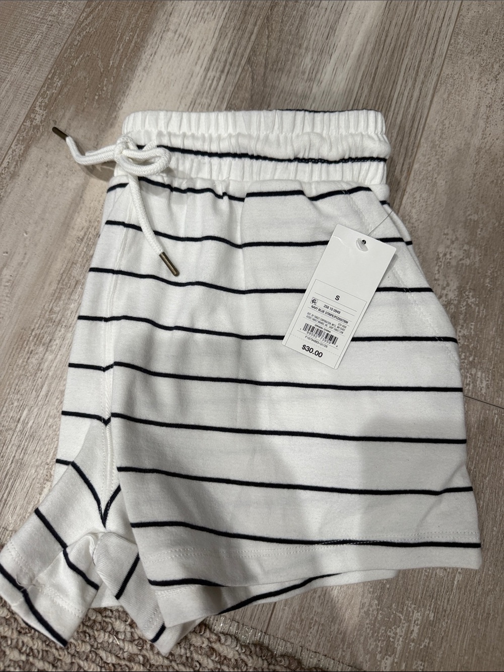 PARKE x Target white and blue striped shorts
